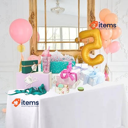 Bea's Party 90" X 132" White Rectangular Tablecloth XXL Large Table Cloth Extra