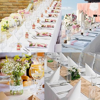 Bea's Party 90" x 132" White Rectangular Tablecloth XXL