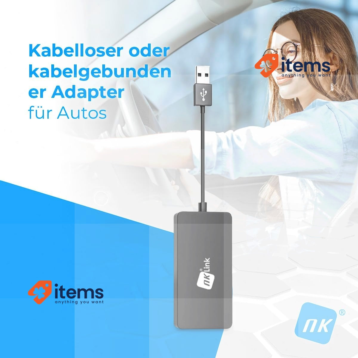 NK Wireless Adapter For Apple Car Play/Android Black Access Points