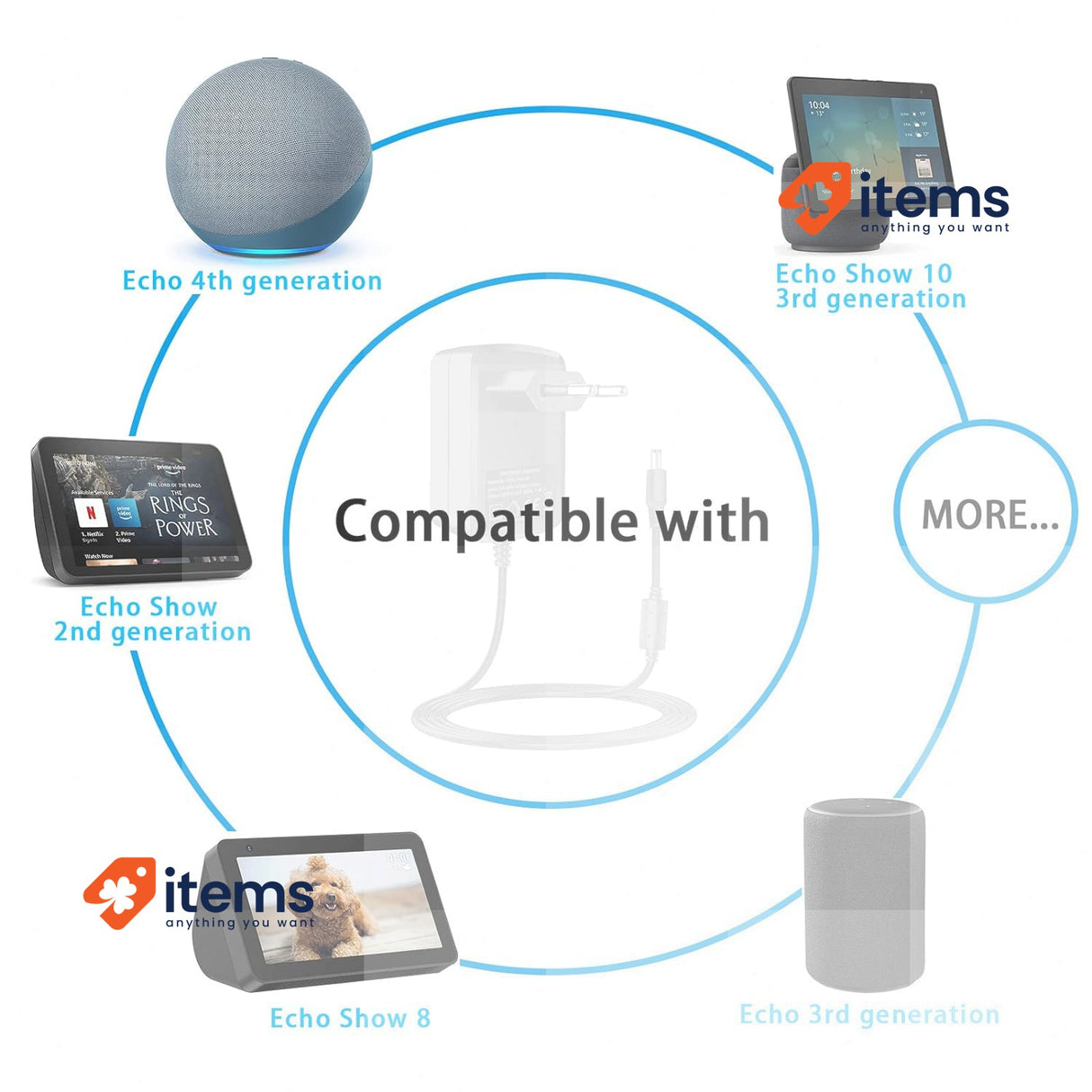 30W Power Cord Charger Replacement Echo 4th 3rd Show 10 2nd 8 Plus