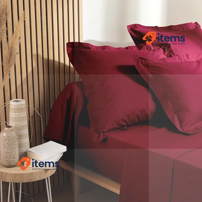 Douceur D'intérieur Fitted Sheet 180 X 200 Cm Burgundy Color Organic Cotton 100%