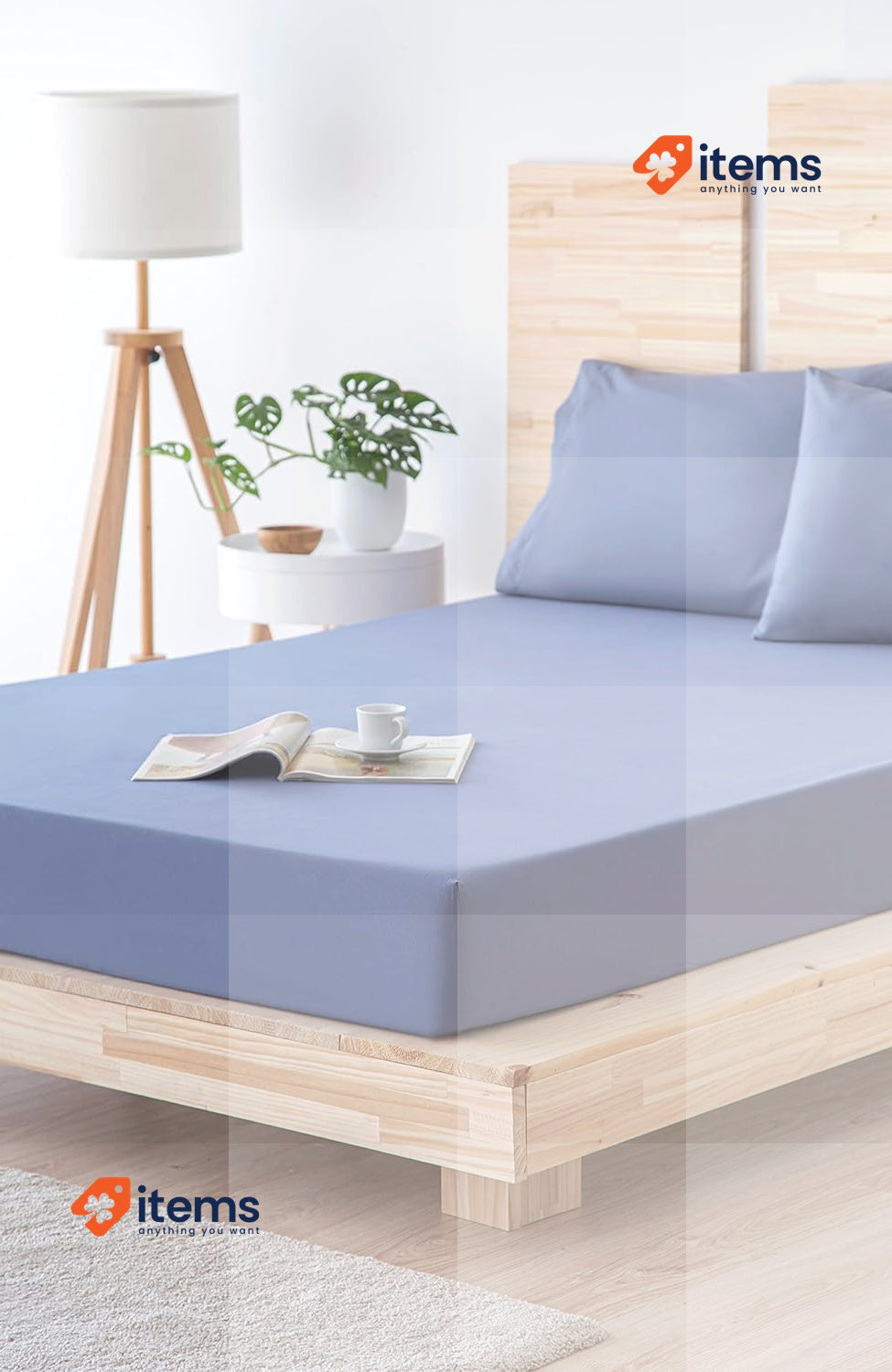 TodocamaFitted Sheet In Extra Soft Brushed Microfibre135 x 190/200 cm Blue Grey