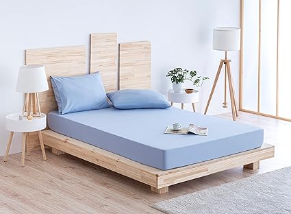 Todocama Extra Soft Brushed Microfiber Fitted Sheet 135 x 190/200 cm Light Blue