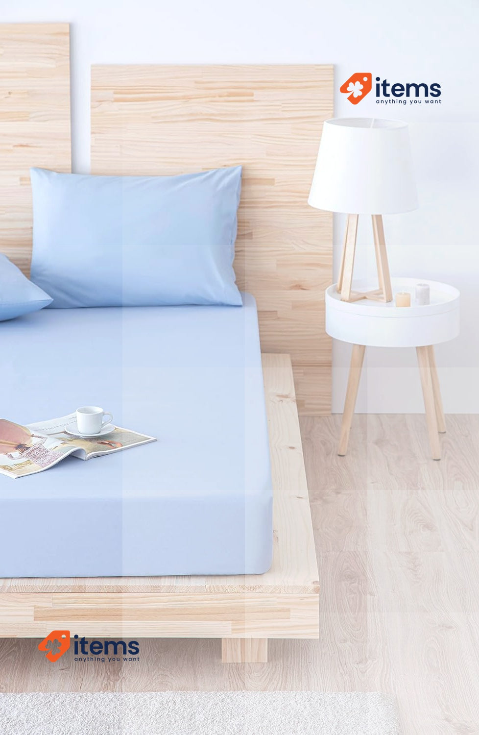 Todocama Fitted sheet extra soft brushed microfibre 90 x 190/200 cm, Light Blue