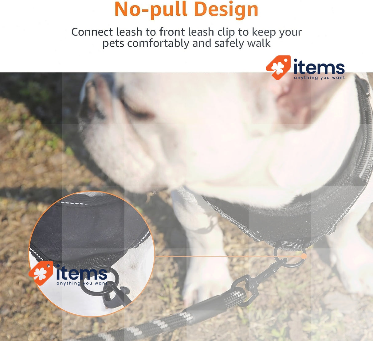 Amazon Basics No - Pull Dog Vest Harness Black Adjustable Soft Padded No-Pull