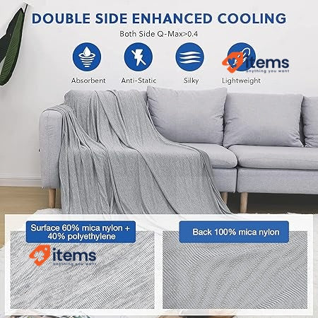 HOMFINE Cooling Blanket - Lightweight Summer Blanket, Grey, 220x200cm
