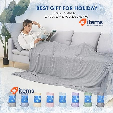 HOMFINE Cooling Blanket - Lightweight Summer Blanket, Grey, 220x200cm
