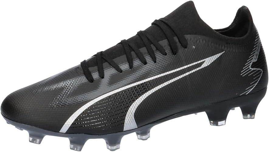 PUMA Unisex ULTRA MATCH FG/AG Soccer Shoe, BLACK-ASPHALT, 8 UK