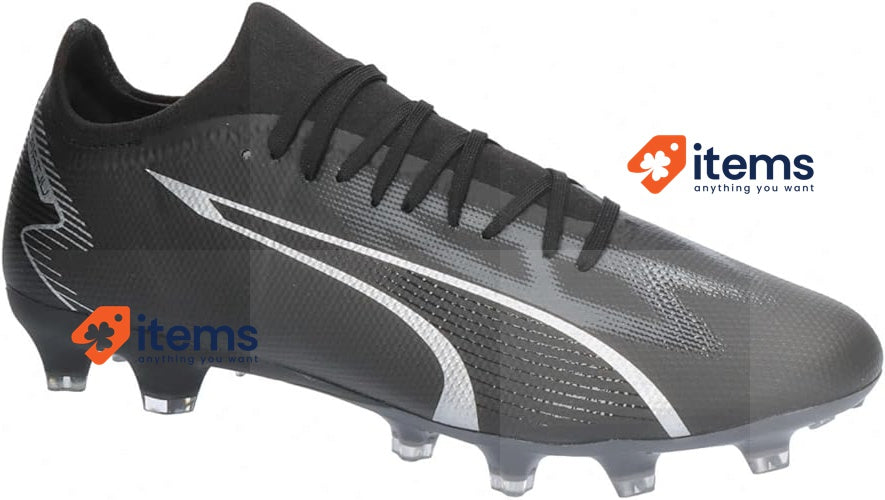 PUMA Unisex ULTRA MATCH FG/AG Soccer Shoe, BLACK - ASPHALT, 8 UK Football