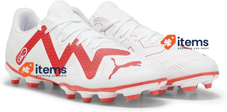 PUMA Men's Future Play Fg/Ag Soccer Shoe Puma White Fire Orchid 9 UK White-FIRE