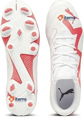 PUMA Men's Future Play Fg/Ag Soccer Shoe Puma White Fire Orchid 9 UK White-FIRE