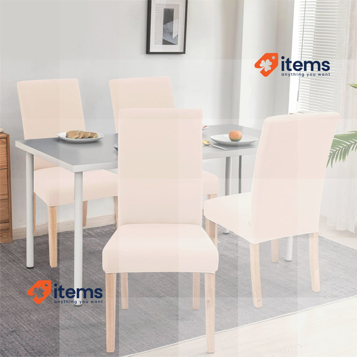 Sorliva Dining Chair Cover Set of 4, Beige - Slip Covers for Dining Table Chairs