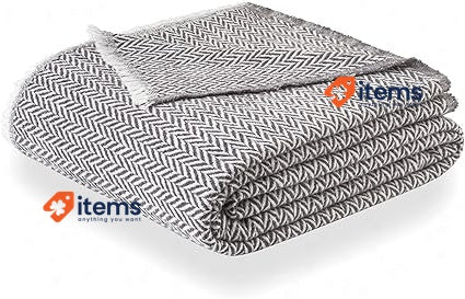 Todocama - Extra Soft Cotton Blanket 180 x 240 cm, Dark Grey Four Seasons Sofa
