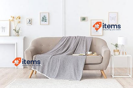 Todocama - Extra Soft Cotton Blanket 180 x 240 cm, Dark Grey Four Seasons Sofa