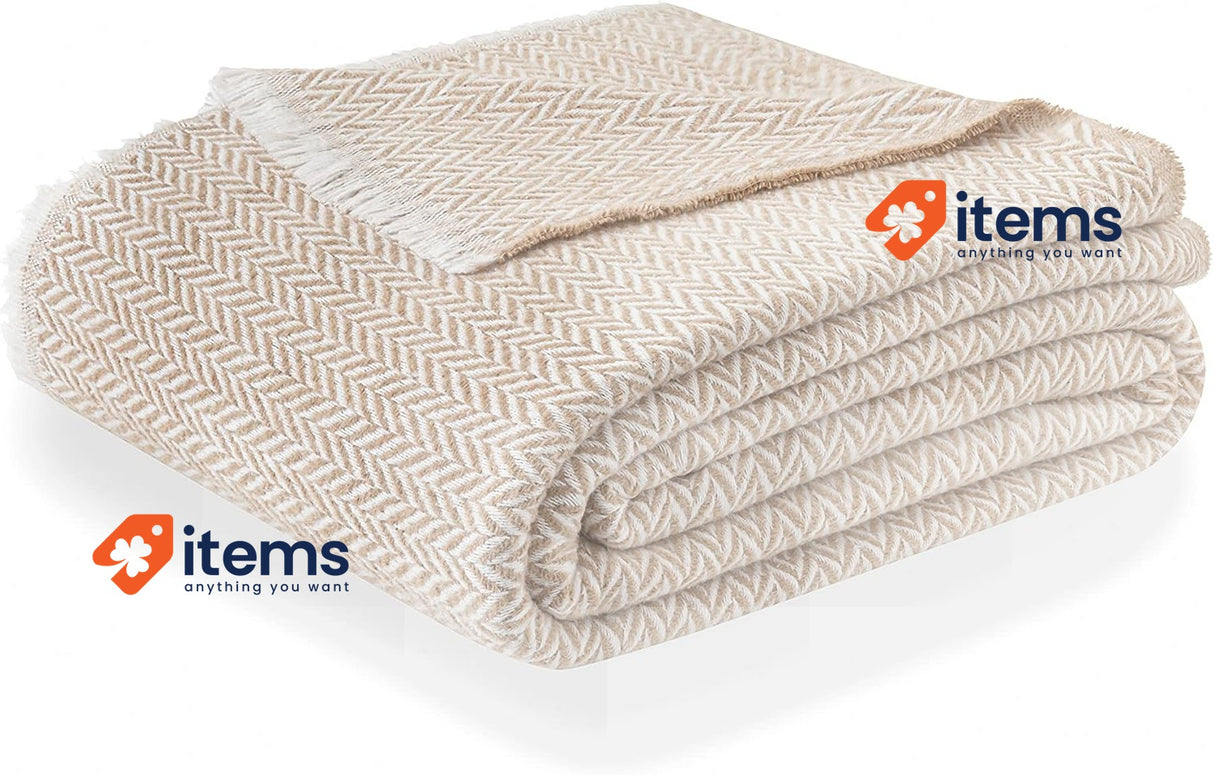 Todocama Extra Soft Cotton Blanket Todocama - 120 x 180 cm Beige Four Seasons