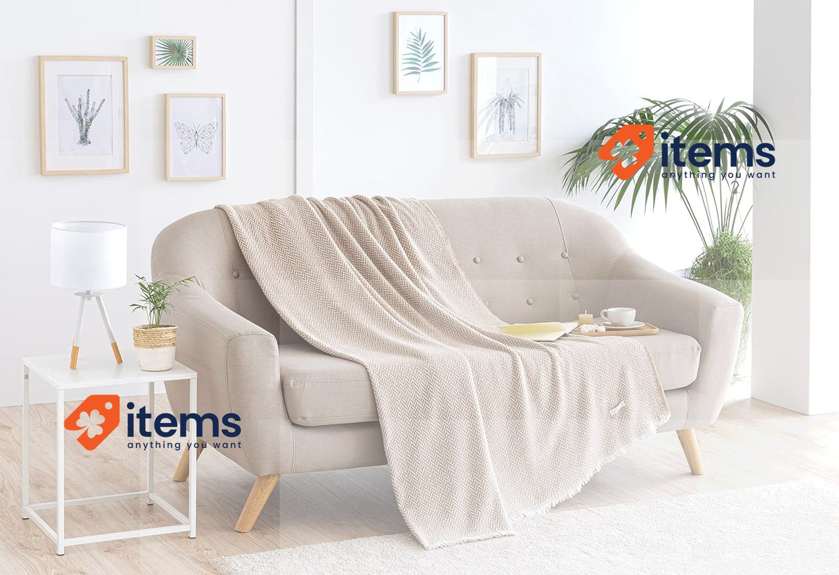 Todocama Extra Soft Cotton Blanket Todocama - 120 x 180 cm Beige Four Seasons