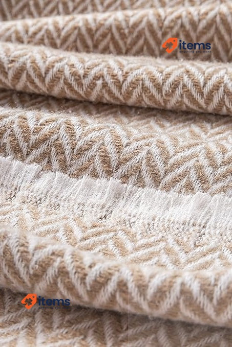Todocama Extra Soft Cotton Blanket Sofa Quilt, Bed Cover, 230x240cm, Sand Beige