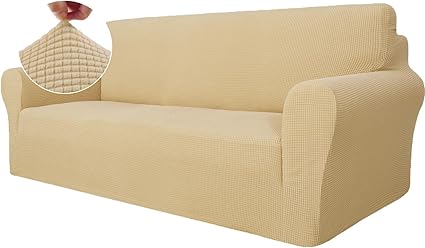 YSTYLE Stretch Sofa Cover 3 Seaters, Universal Sofa Beige