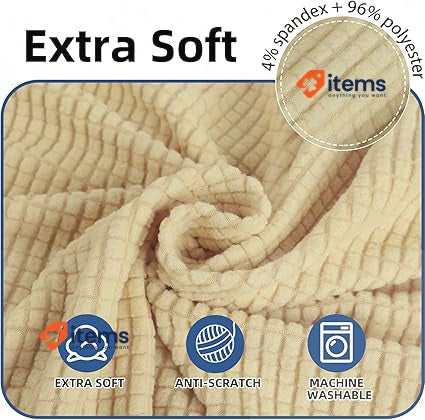 YSTYLE Stretch Sofa Cover 3 Seaters, Universal Beige Seater Super Soft Armrests
