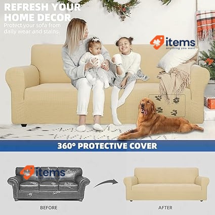 YSTYLE Stretch Sofa Cover 3 Seaters, Universal Beige Seater Super Soft Armrests
