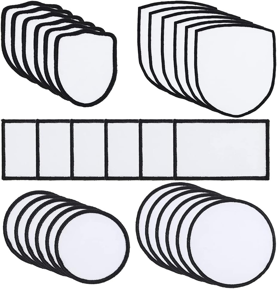 Sxdluzi Sublimation Iron Patches Fabric 5 Shapes Blank For Crafts - Pack of 30