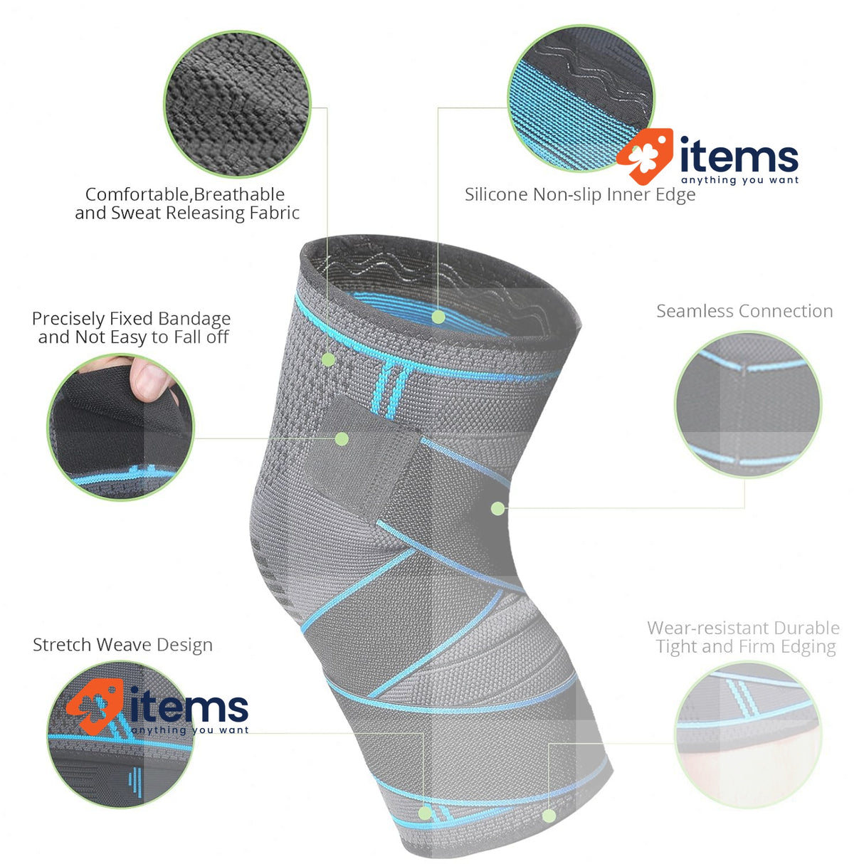 MILAIUN Knee Support For Men/Women 2 Pack, Compression Adjustable Brace Non-Slip