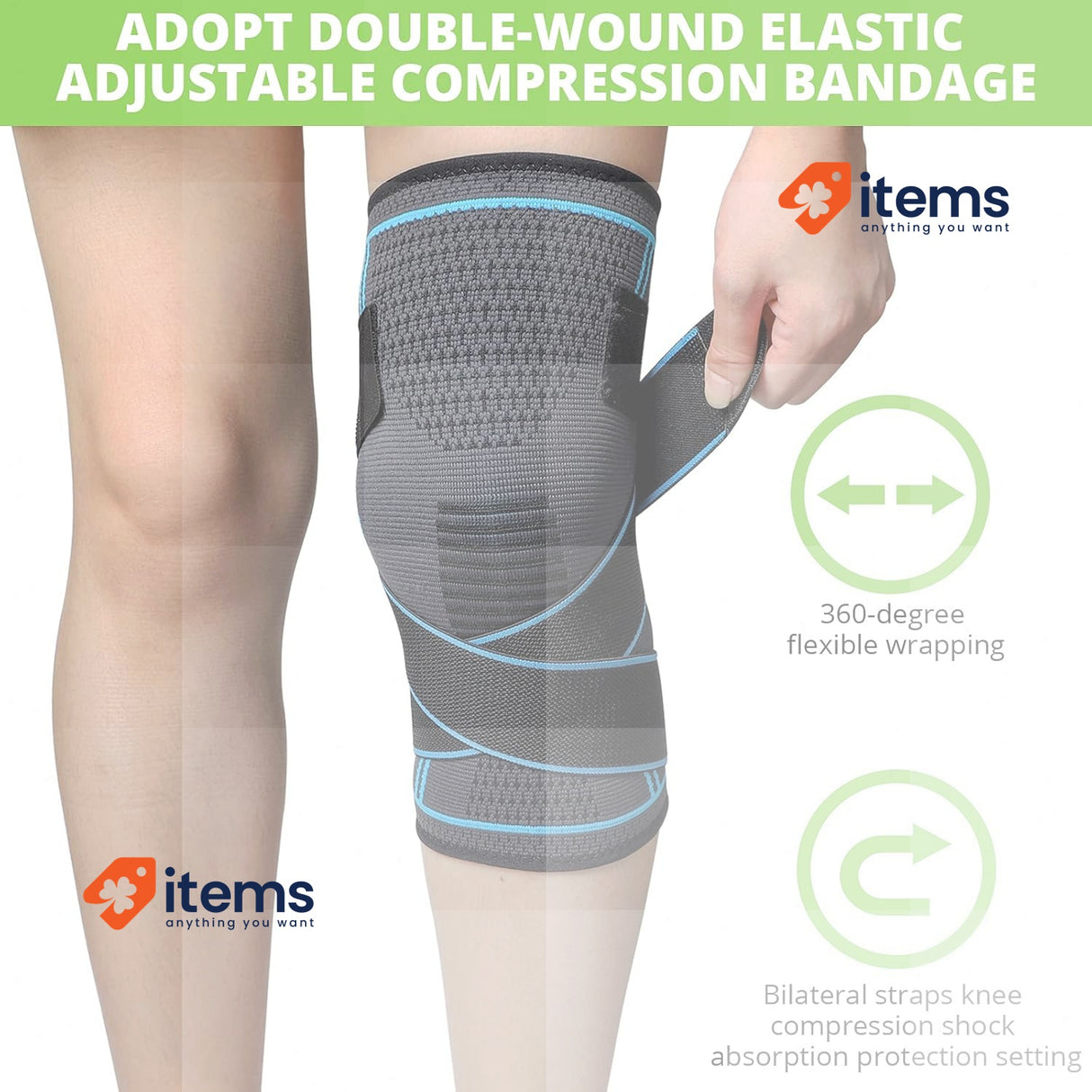 MILAIUN Knee Support For Men/Women 2 Pack, Compression Adjustable Brace Non-Slip