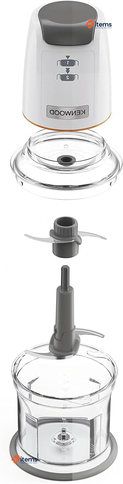 Kenwood EasyChop CHP61.000WH, Four Lame Trial, 0.5L Bowl, Pressure Drive White
