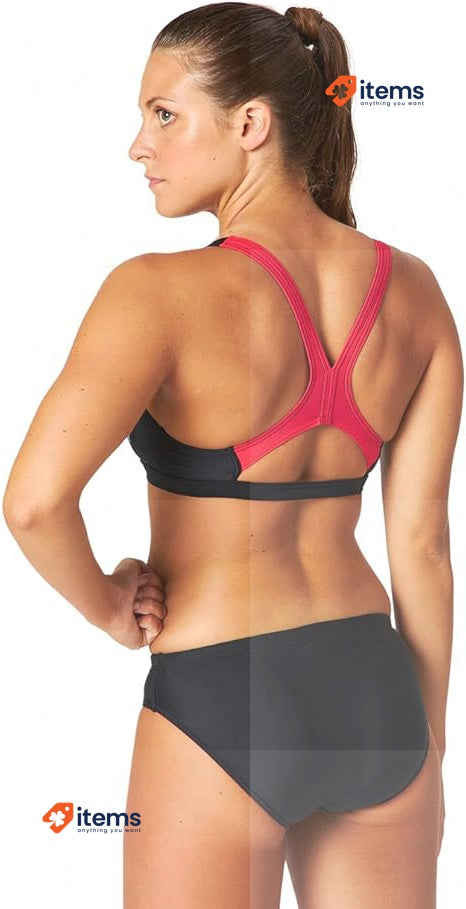 Arena Women's W Threefold Two Pieces R Piece Swimsuit Black - Anguria Size 8