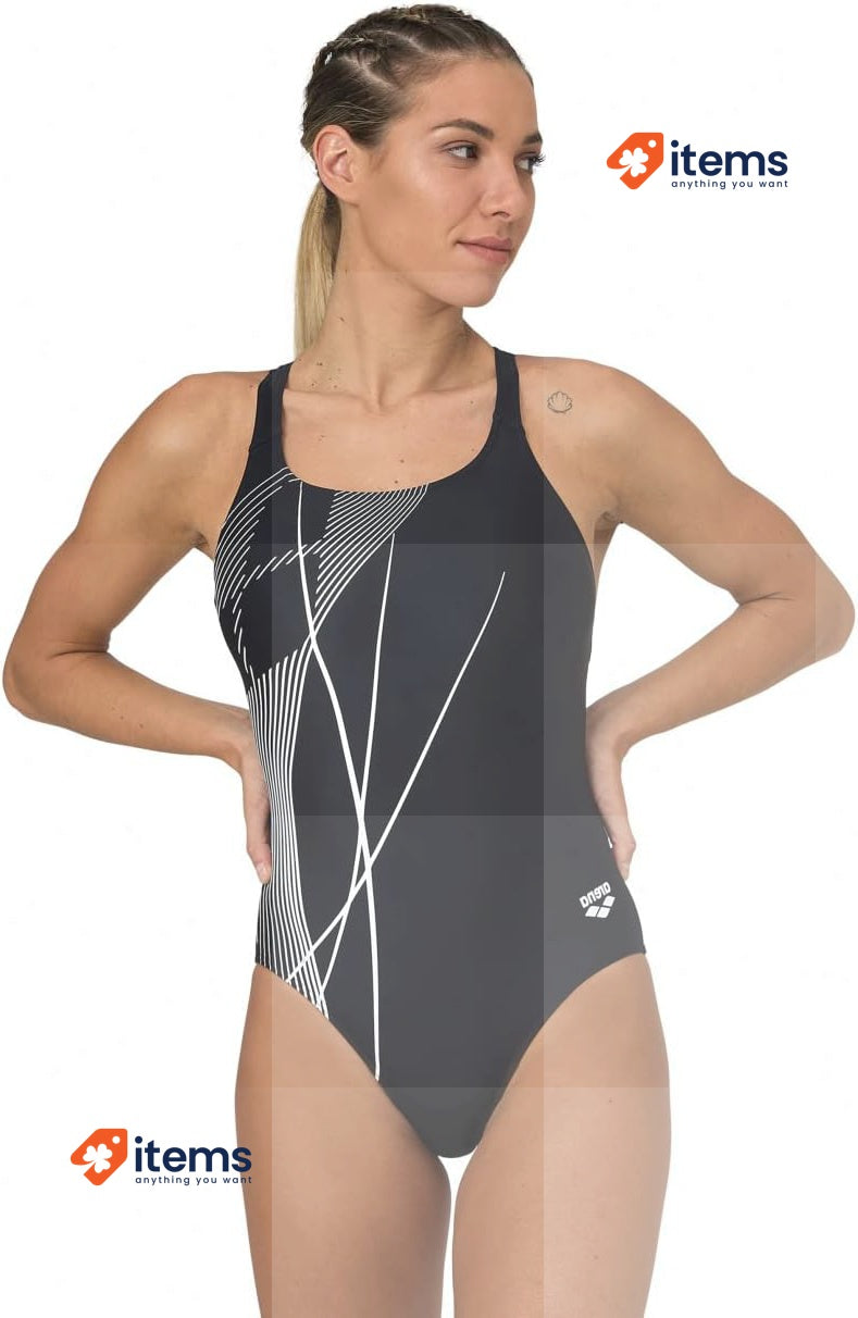 Arena Women s Branch Swimsuit Swim Pro Back One Piece Black, Size 34UK, 38DE