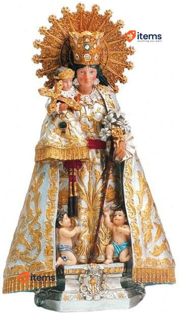 DRW Hand Painted Resin Virgin Figurine 33 Cm Multicolored Figurines