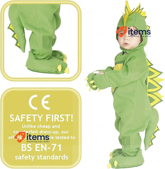 Rubies Dragon Draky Inf Costume Green Draki 1-2 Baby Jumpsuit Pants Official