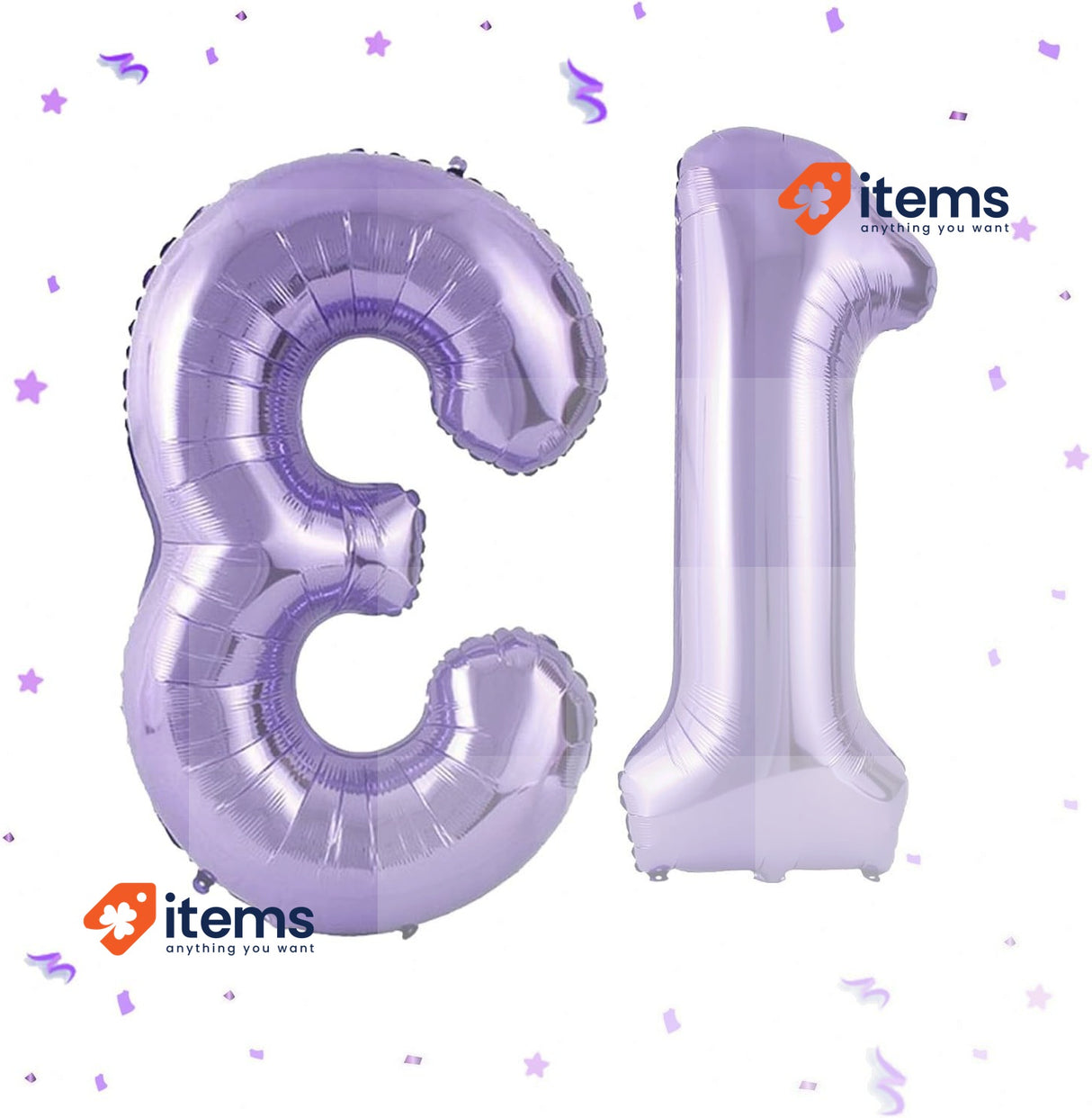 WOIRROIP Balloon 13th Birthday Purple 40 Inch XXL Giant Foil Women Numbers 31