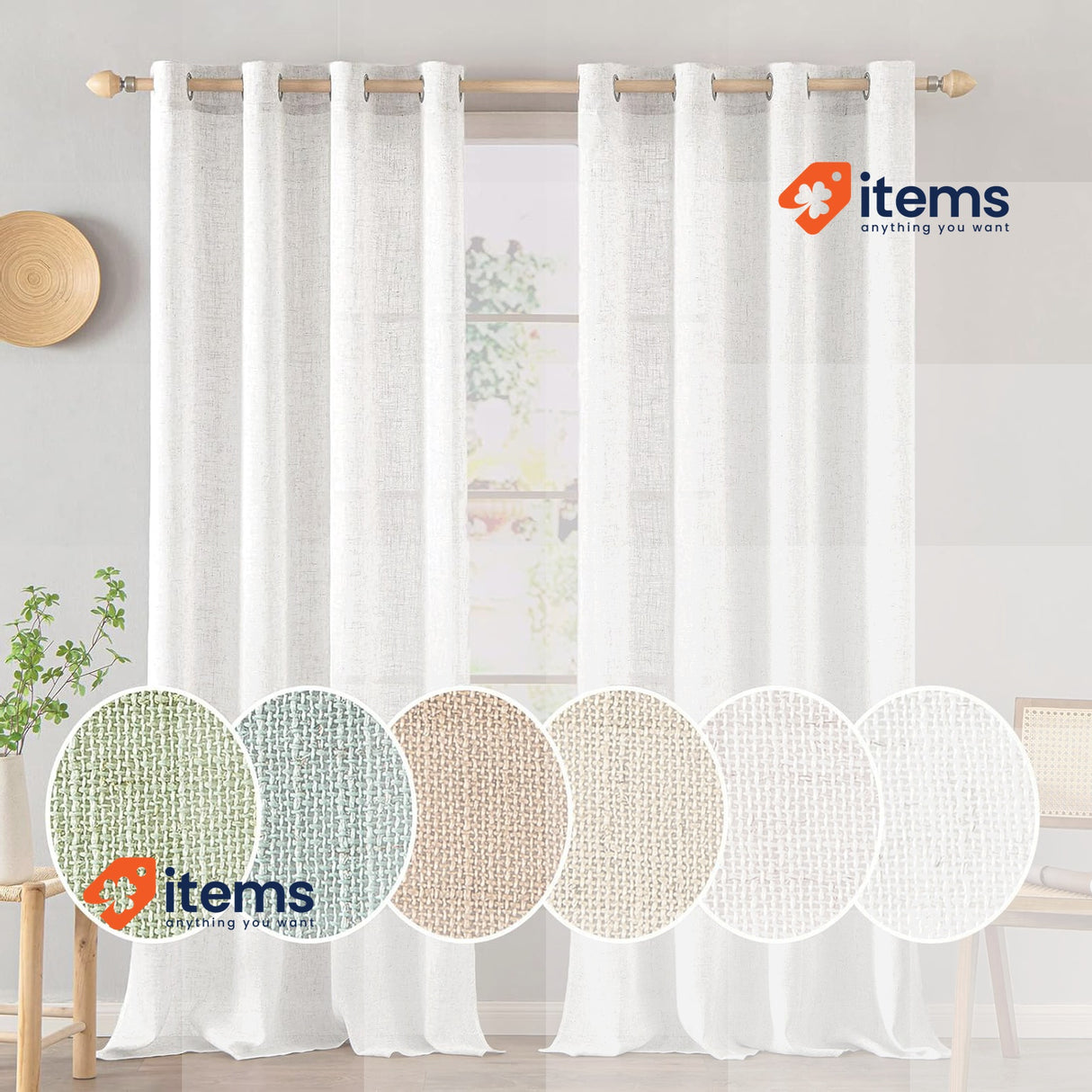 MIULEE White Curtains for Living Room Drapes Window 2 Panels, 55 * 102inch Voile