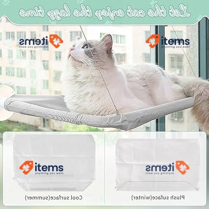 DICLLY Window Cat Hammock for Cats up to 25 kg Silver Grey 54 x 30 cm Indoors