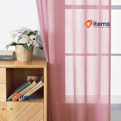 EMEMA 2 Panels Transparent Voile Curtains With Soft Eyelets Dirty Pink 140x245cm
