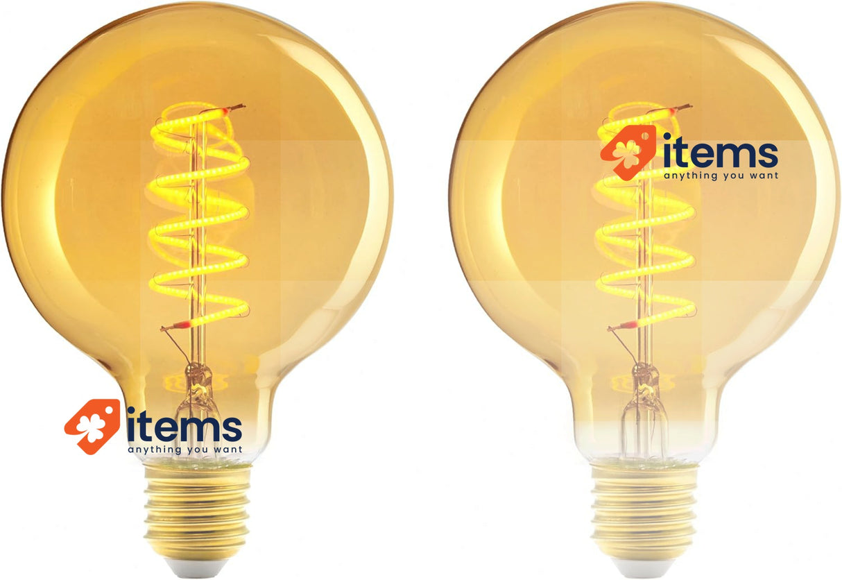 Amazon Basics E27 Vintage LED Bulb, Antique Style Retro Pack of 2 4W 25 W G93