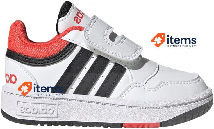 Adidas Hoops Boy s Sneaker FTWR White/Core/Black/Bright Red, Size 7.5UK, 25EU