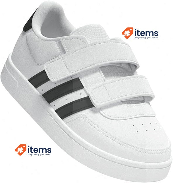 Adidas Boy s Breaknet 2.0 Two-Strap Sneaker White / Black, Size 5K (UK), 21 (EU)