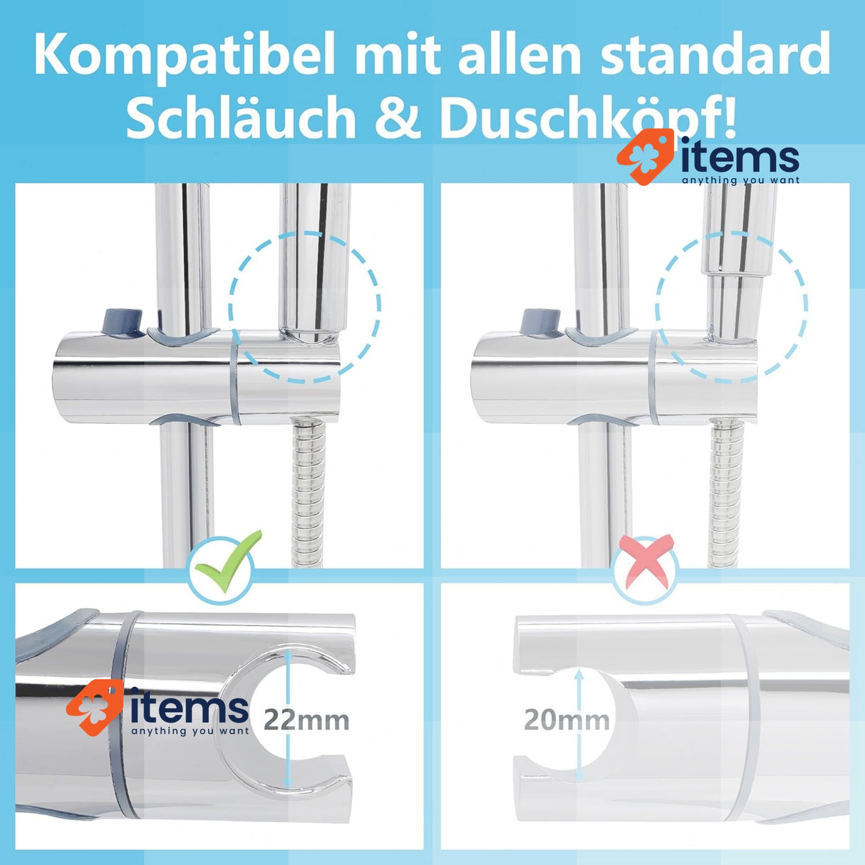 Görbach Shower Set Shower Rail with Shower Head Holder Stainless Steel Shower