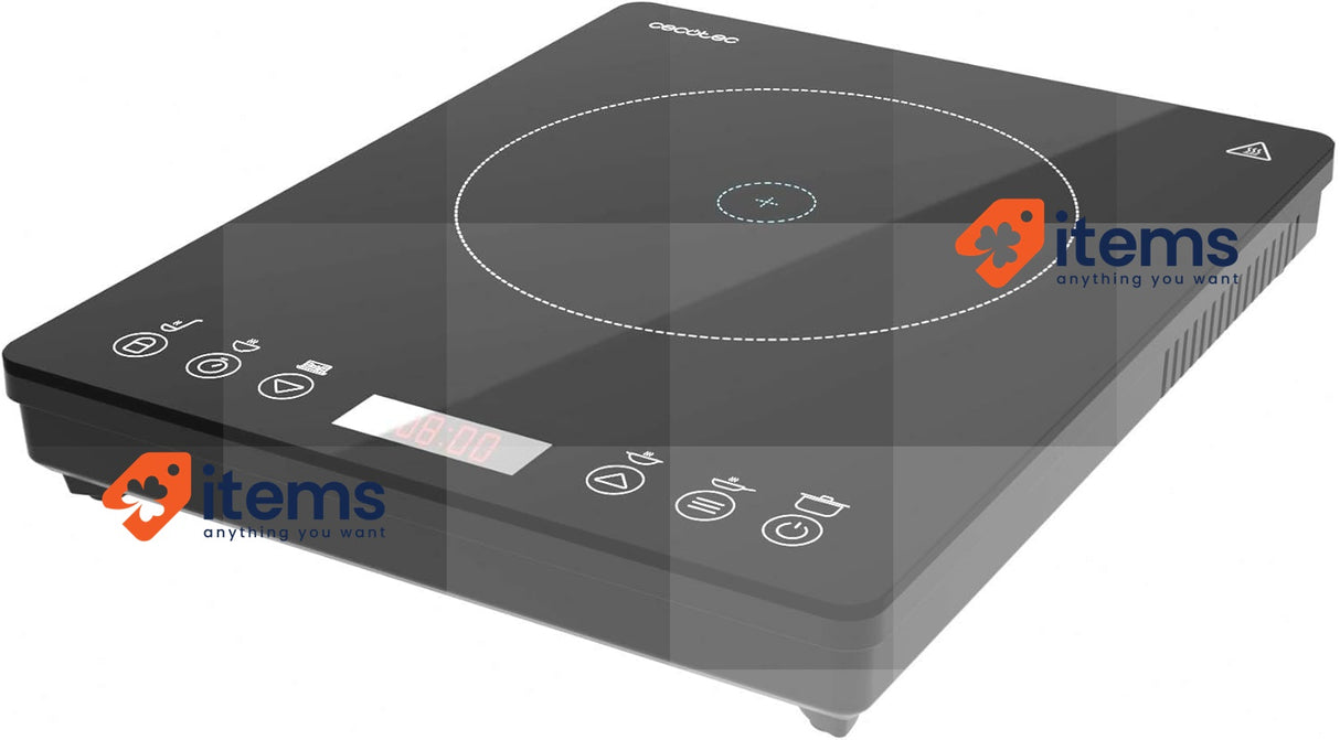 Cecotec Portable Induction Hob 1 Burner Full Magma Slim 2000W Black Power Levels