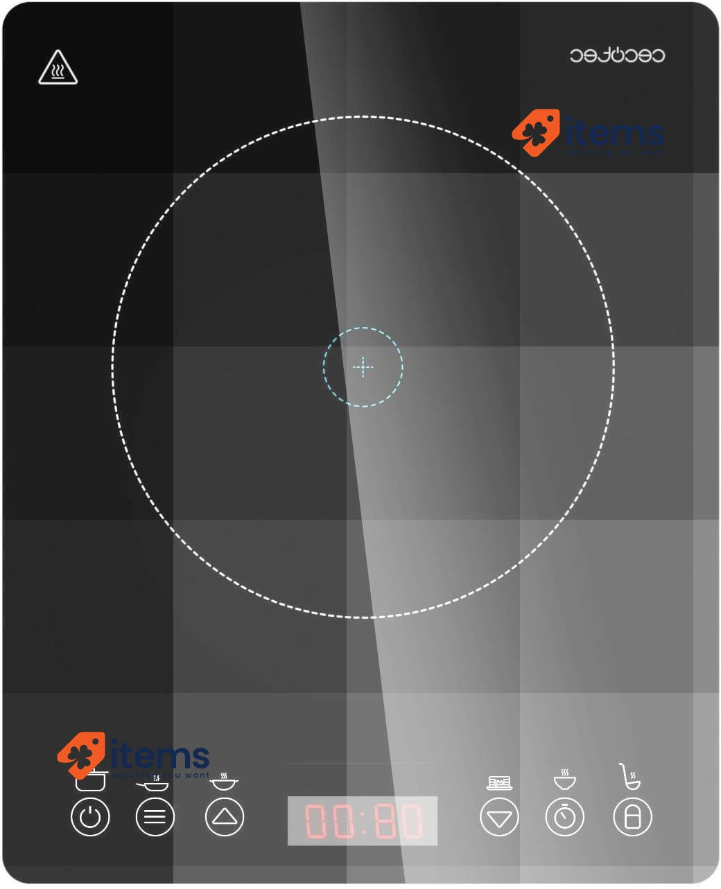 Cecotec Portable Induction Hob 1 Burner Full Magma Slim 2000W Black