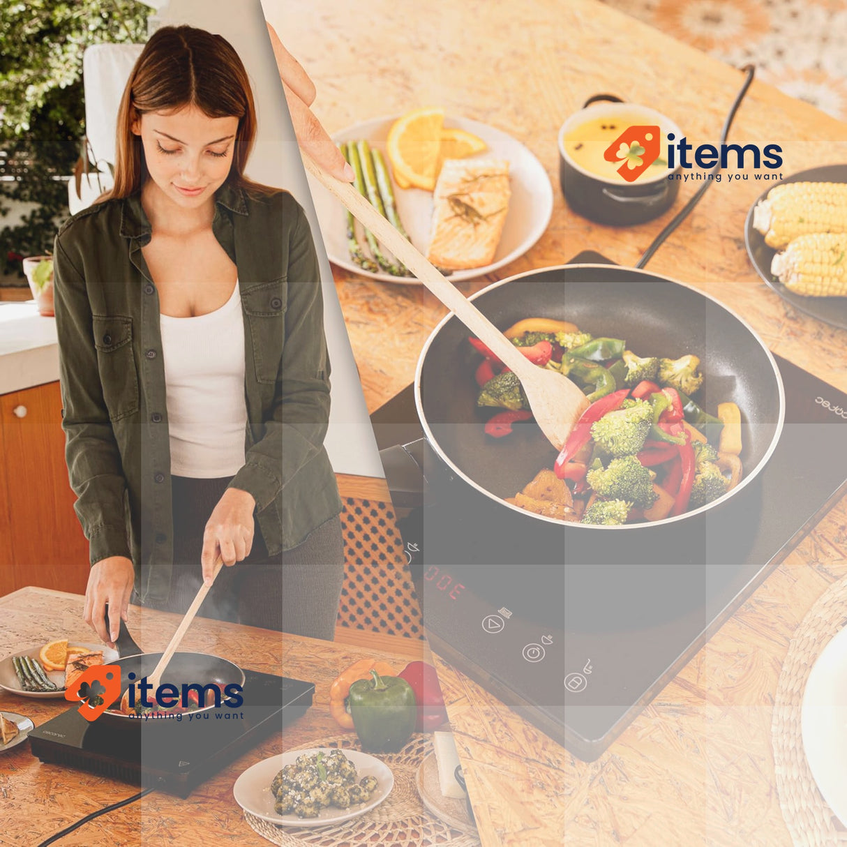 Cecotec Portable Induction Hob 1 Burner Full Magma Slim 2000W Black Power Levels