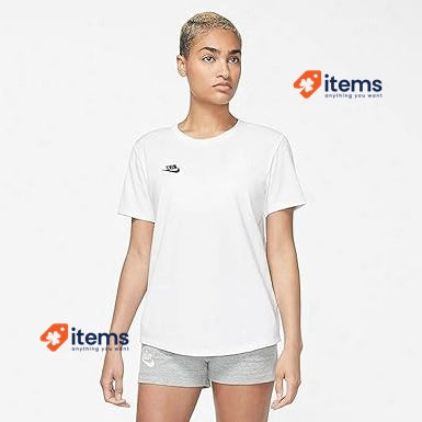 NIKE Women's W NSW Tee Club T - Shirt White UK 8 EU 36 Black White/Black T-Shirt