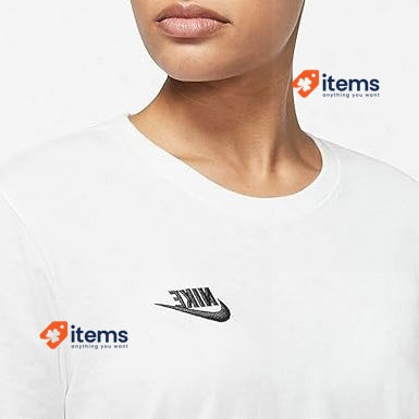 NIKE Women's W NSW Tee Club T - Shirt White UK 8 EU 36 Black White/Black T-Shirt