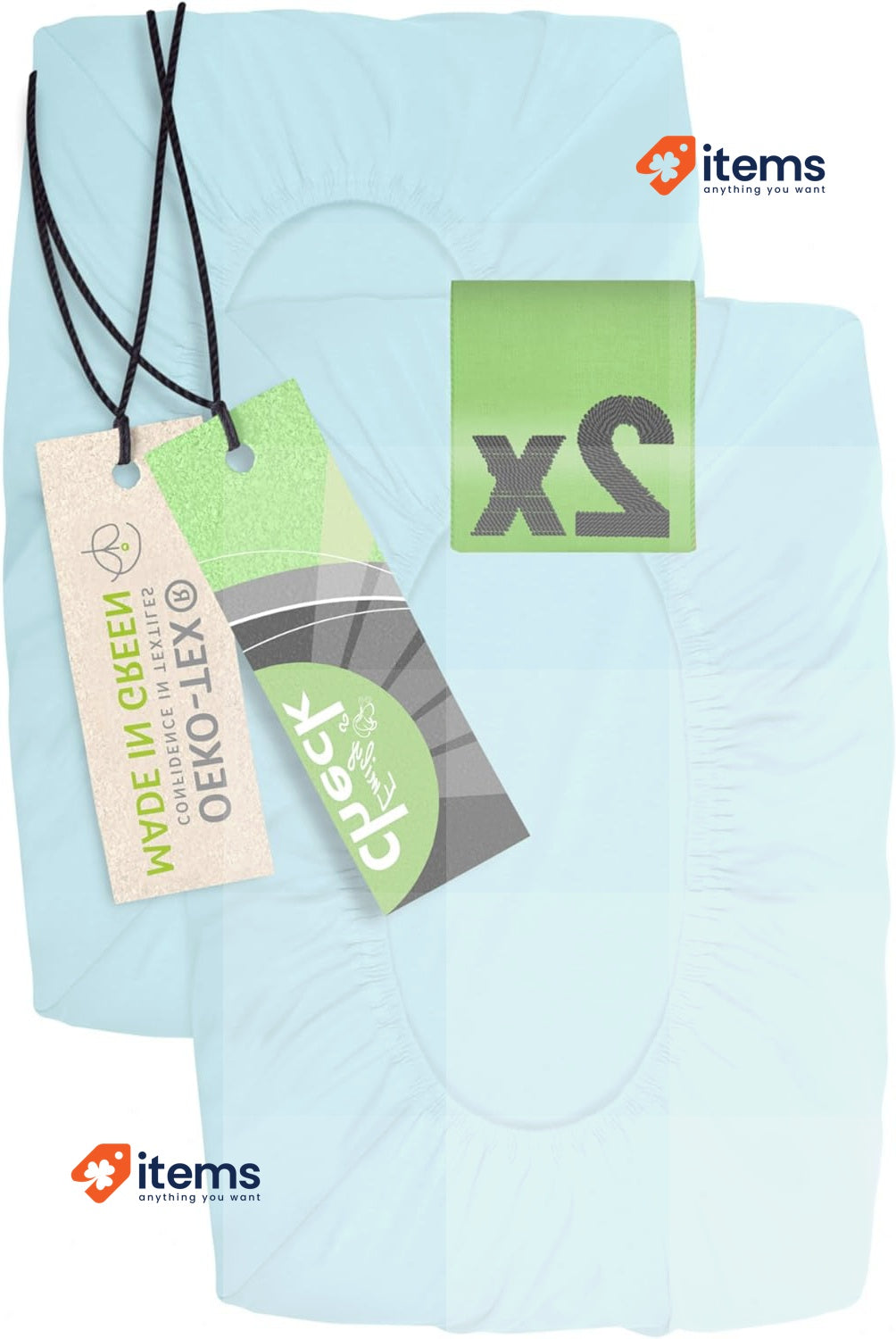 Emily´s Check 1596.2323 Fitted Cover for Neck Pillow, Light Blue Pack of 2