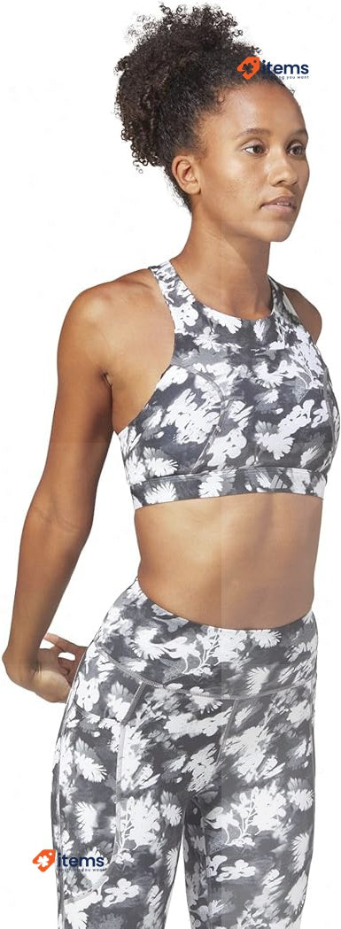 adidas Run Ms AOP Women's Sports Bra Black Black/White Size XS