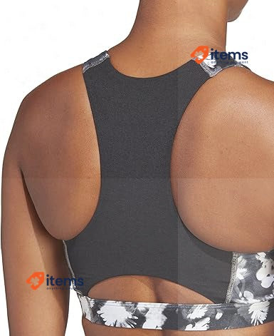 Adidas Run Ms AOP Women's Sports Bra Black Black/White Size XS Running Medium