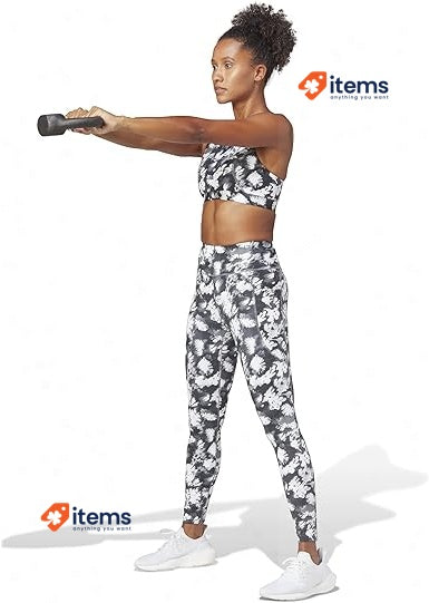 adidas Run Ms AOP Women's Sports Bra Black Black/White Size XS