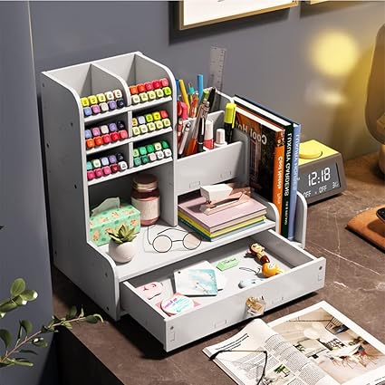 Hggzeg Upgraded Desktop Stationary Organizer with Drawer